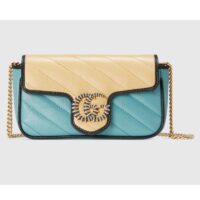 Gucci Unisex Online Exclusive GG Marmont Mini Bag Butter Light Blue Diagonal Matelassé Leather