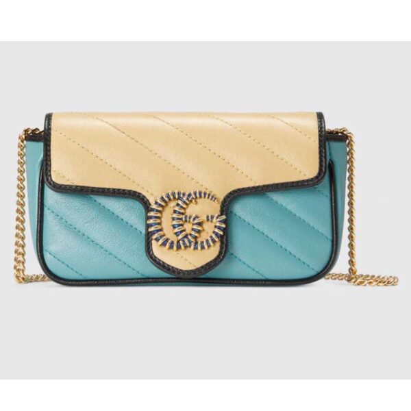 Gucci Unisex Online Exclusive GG Marmont Mini Bag Butter Light Blue Diagonal Matelassé Leather