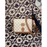 Gucci Unisex Shoulder Bag with Interlocking G Beige and Ebony GG Supreme Canvas