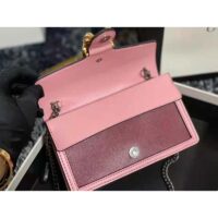 Gucci Women Dionysus Super Mini Bag Dark Red Leather with Pink Trim