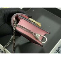 Gucci Women Dionysus Super Mini Bag Dark Red Leather with Pink Trim