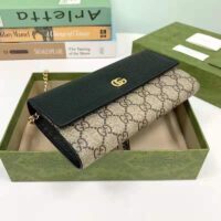 Gucci Women GG Marmont Chain Wallet Beige and Ebony GG Supreme Canvas