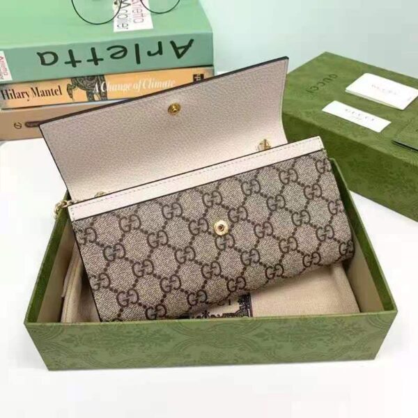 Gucci Women GG Marmont Continental Wallet Beige and Ebony GG Supreme Canvas (8)