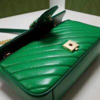 Gucci Women GG Marmont Small Shoulder Bag Bright Green Diagonal Diagonal Matelassé Leather