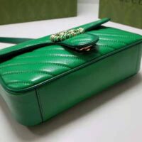 Gucci Women GG Marmont Small Shoulder Bag Bright Green Diagonal Diagonal Matelassé Leather