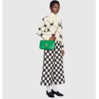 Gucci Women GG Marmont Small Shoulder Bag Bright Green Diagonal Diagonal Matelassé Leather