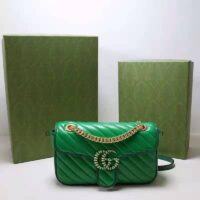 Gucci Women GG Marmont Small Shoulder Bag Bright Green Diagonal Diagonal Matelassé Leather