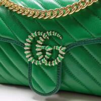 Gucci Women GG Marmont Small Shoulder Bag Bright Green Diagonal Diagonal Matelassé Leather