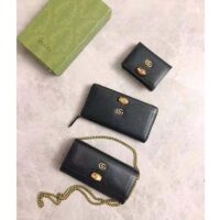 Gucci Women Gucci Diana Chain Wallet with Bamboo Double G Black Leather