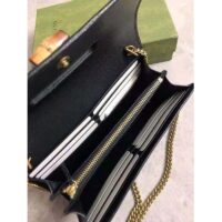 Gucci Women Gucci Diana Chain Wallet with Bamboo Double G Black Leather