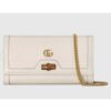 Gucci Women Gucci Diana Chain Wallet with Bamboo Double G White Leather