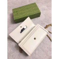 Gucci Women Gucci Diana Chain Wallet with Bamboo Double G White Leather