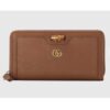 Gucci Women Gucci Diana Continental Wallet Double G Brown Leather Bamboo Detail