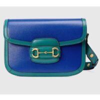 Gucci Women Gucci Horsebit 1955 Small Shoulder Bag Blue Leather