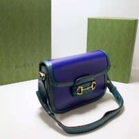 Gucci Women Gucci Horsebit 1955 Small Shoulder Bag Blue Leather