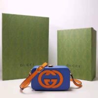 Gucci Women Interlocking G Mini Bag Blue and Orange Leather Interlocking G