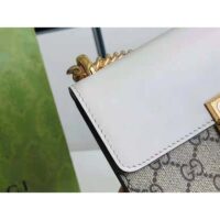 Gucci Women Padlock Small Shoulder Bag White Beige and Ebony GG Supreme Canvas