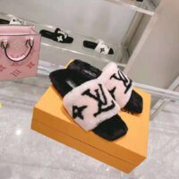 Louis Vuitton LV Unisex Fay Flat Mule Rose Clair Pink Mink Leather Outsole LV Initials Monogram Flowers