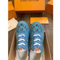 Louis Vuitton LV Unisex LV Ollie Sneaker Blue Textile and Suede Calf Leather