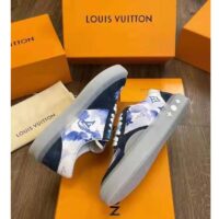 Louis Vuitton LV Unisex LV Ollie Sneaker Blue Watercolor Monogram Canvas Suede Calf Leather