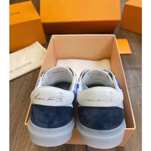 Louis Vuitton LV Unisex LV Ollie Sneaker Blue Watercolor Monogram Canvas Suede Calf Leather (9)