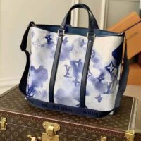 Louis Vuitton LV Unisex New Tote GM Monogram Watercolor Blue Coated Canvas Cowhide Leather