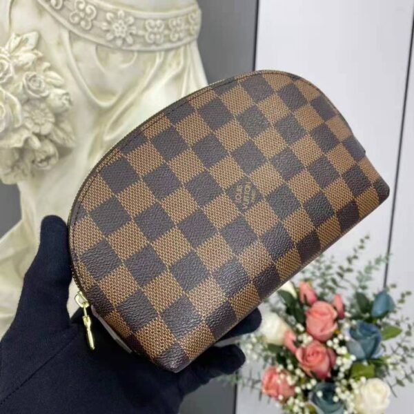 Louis Vuitton LV Women Cosmetics Pouch Damier Coated Canvas Golden Brass (13)