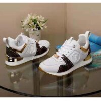 Louis Vuitton LV Women LV Run Away Sneaker White Calf Leather Patent Monogram Canvas