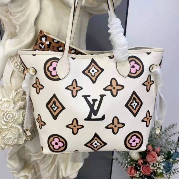 Louis Vuitton LV Women Neverfull MM Tote Cream Monogram Coated Canvas (12)