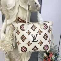 Louis Vuitton LV Women Neverfull MM Tote Cream Monogram Coated Canvas