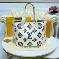 Louis Vuitton LV Women Neverfull MM Tote Cream Monogram Coated Canvas