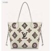 Louis Vuitton LV Women Neverfull MM Tote Cream Monogram Coated Canvas Cowhide Leather