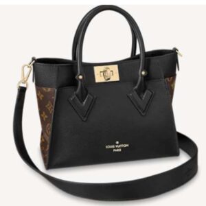 Louis Vuitton LV Women On My Side PM Tote Bag Black Monogram Coated Canvas Calf Leather