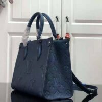 Louis Vuitton LV Women OnTheGo PM Tote Navy Nacre Embossed Grained Cowhide Leather