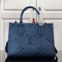 Louis Vuitton LV Women OnTheGo PM Tote Navy Nacre Embossed Grained Cowhide Leather