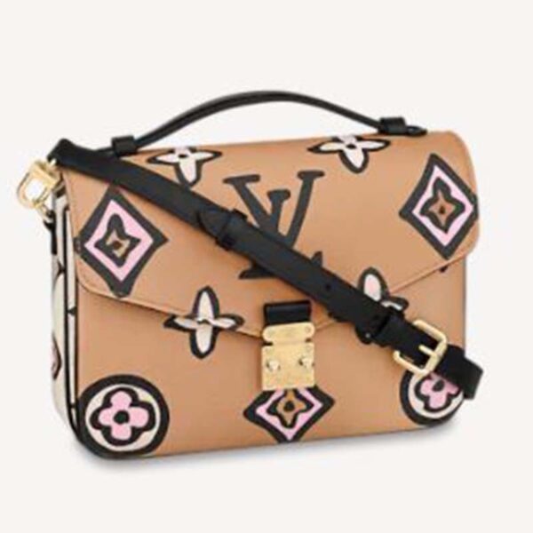 Louis Vuitton LV Women Pochette Métis Handbag Arizona Beige Monogram Coated Canvas Cowhide