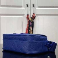 Louis Vuitton LV Women S Lock Sling Bag Blue Monogram Embossed Taurillon Cowhide Leather