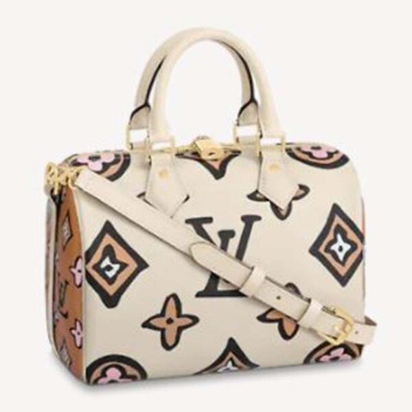 Louis Vuitton LV Women Speedy Bandoulière 25 Cream Monogram Coated Canvas Cowhide Leather