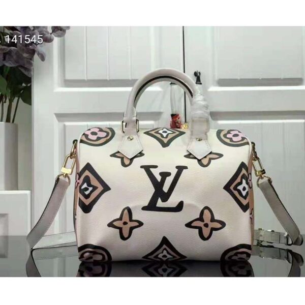 Louis Vuitton LV Women Speedy Bandoulière 25 Cream Monogram Coated Canvas Cowhide Leather (5)