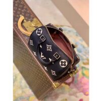 Louis Vuitton LV Women Speedy Bandoulière 25 Handbag Black Beige Embossed Grained Cowhide