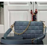 Louis Vuitton LV Women Troca PM Glacier Blue Damier Quilt Lambskin Calfskin (7)