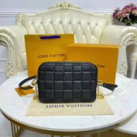 Louis Vuitton LV Women Troca PM Handbag Glacier Black Damier Quilt Lambskin