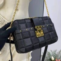 Louis Vuitton LV Women Troca PM Handbag Glacier Black Damier Quilt Lambskin