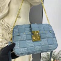 Louis Vuitton LV Women Troca PM Handbag Glacier Blue Damier Quilt Lambskin