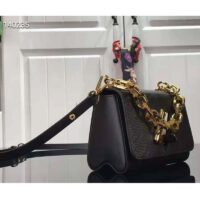 Louis Vuitton LV Women Twist MM Handbag Black Epi Grained Leather