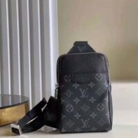 Louis Vuitton Unisex Outdoor Sling Bag Taigarama Noir Black Coated Canvas Cowhide Leather