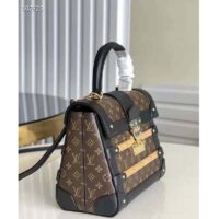 Louis Vuitton Unisex Trianon PM Handbag Monogram Coated Canvas Calfskin Leather Wood