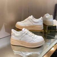 Gucci GG Unisex GG Embossed Sneaker White GG Embossed Leather with Smooth Leather