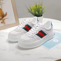 Gucci GG Unisex GG Sneaker with Web White Leather Green and Red Web