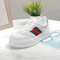 Gucci GG Unisex GG Sneaker with Web White Leather Green and Red Web